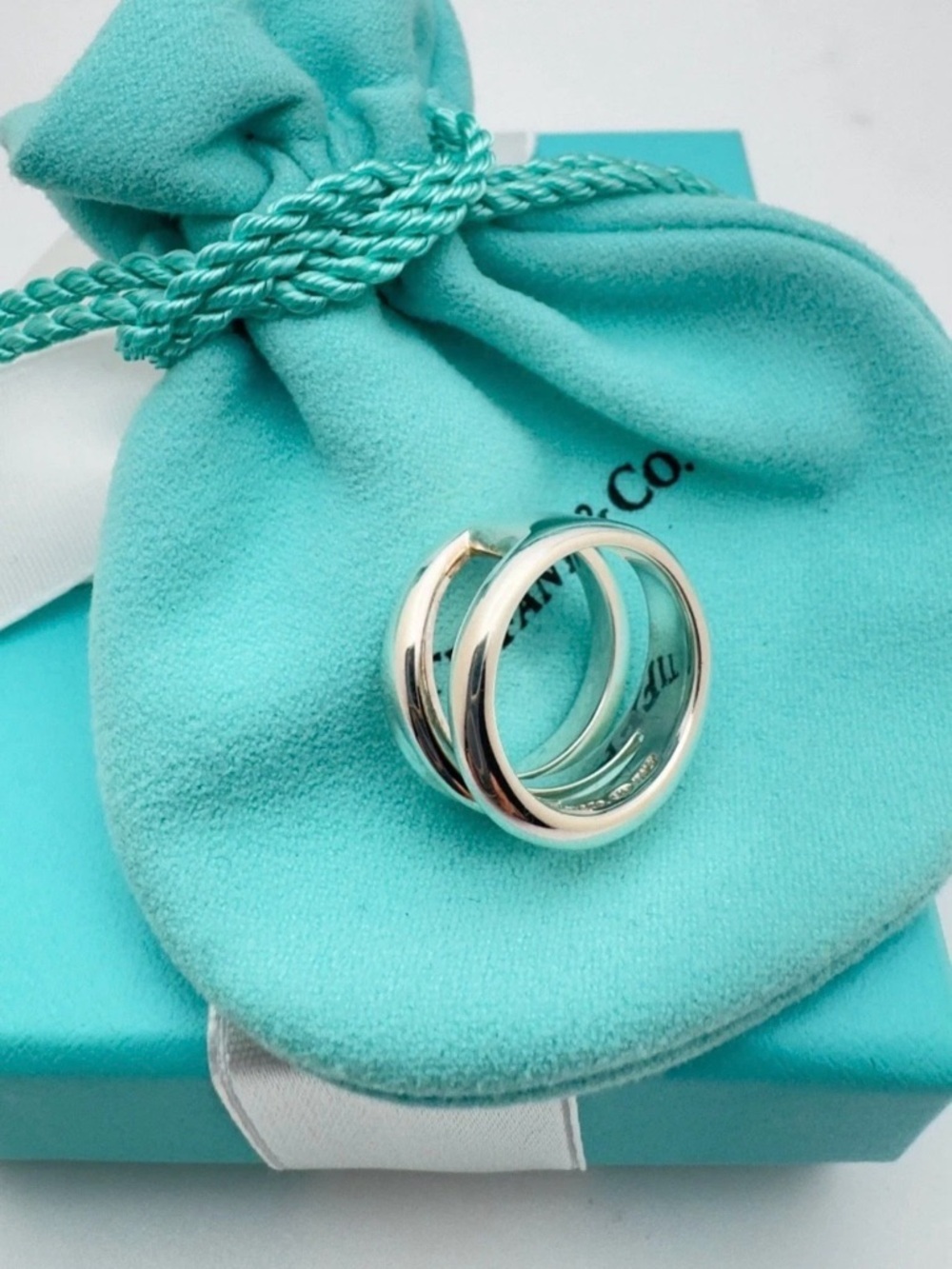 Rare Tiffany & Co Triple Open Diagonal Ring Sterling Silver Retired Size 7 - Picture 4 of 9